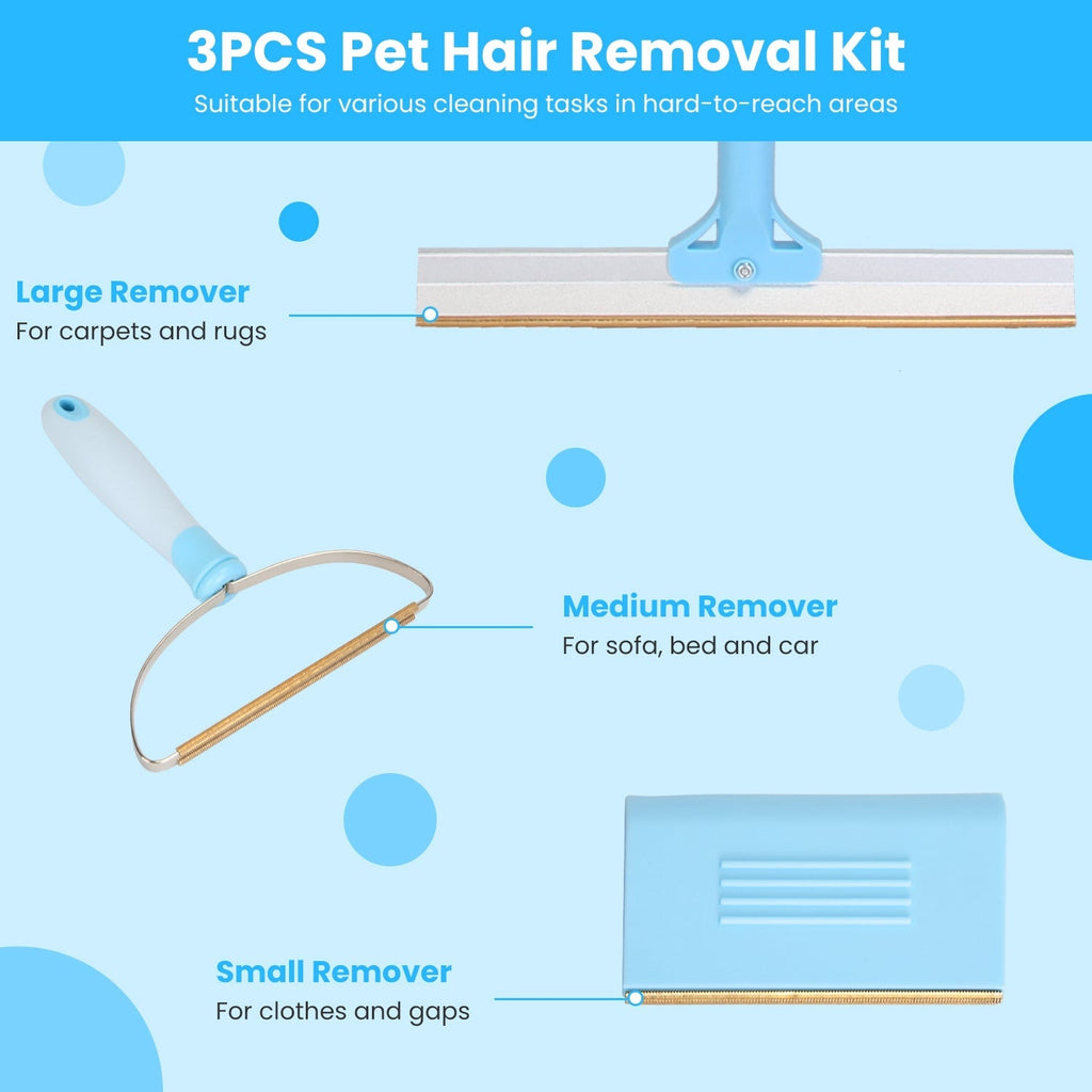 3PCS Pet Hair Removal Kit – Multi-Fabric Scraper & Lint Shaver