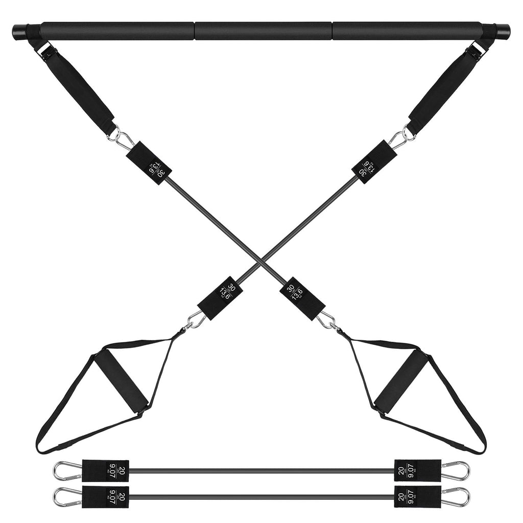 Pilates Bar Kit with 100LBS Resistance Bands Multifunctional Pilates Yoga Toning Bar Full Body Exercise Equipment Set for Beginners Intermediates Prof