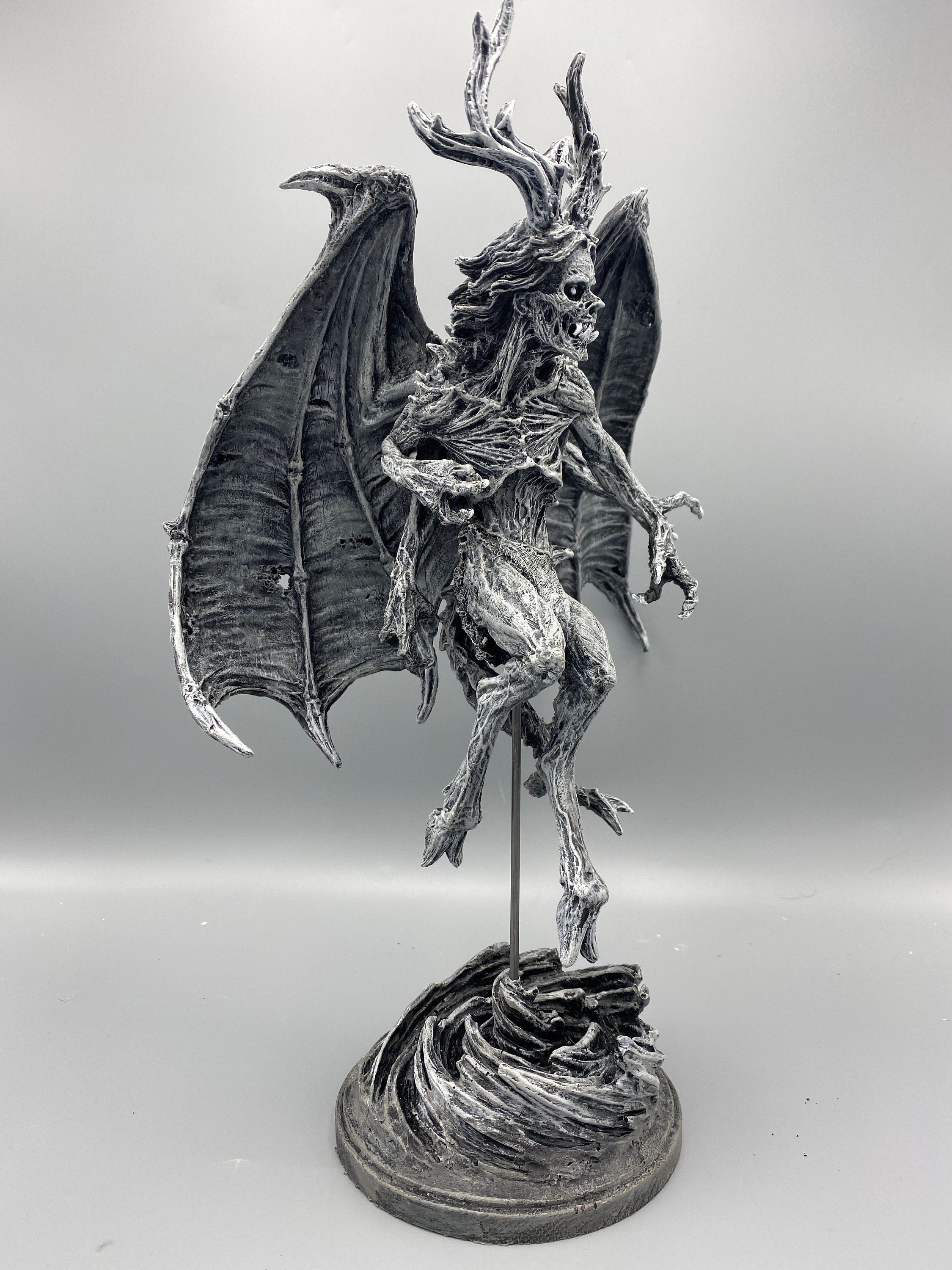 Angel of Death Statue, Hand Painted Resin | Mythic Creature Figurine | Myths and Legends Monster Statue | Demon Statue for Gothic Home Decor