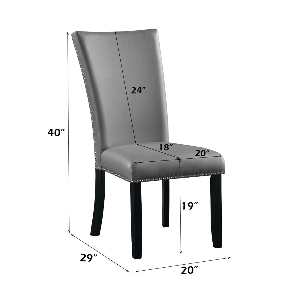 Caralin - Side Chair (Set of 2) - Gray Synthetic Leather & Black