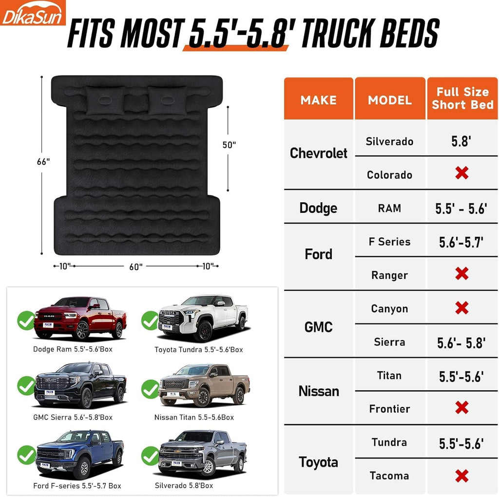 5.5-6.5ft Full Size Truck Bed Air Mattress Purple
