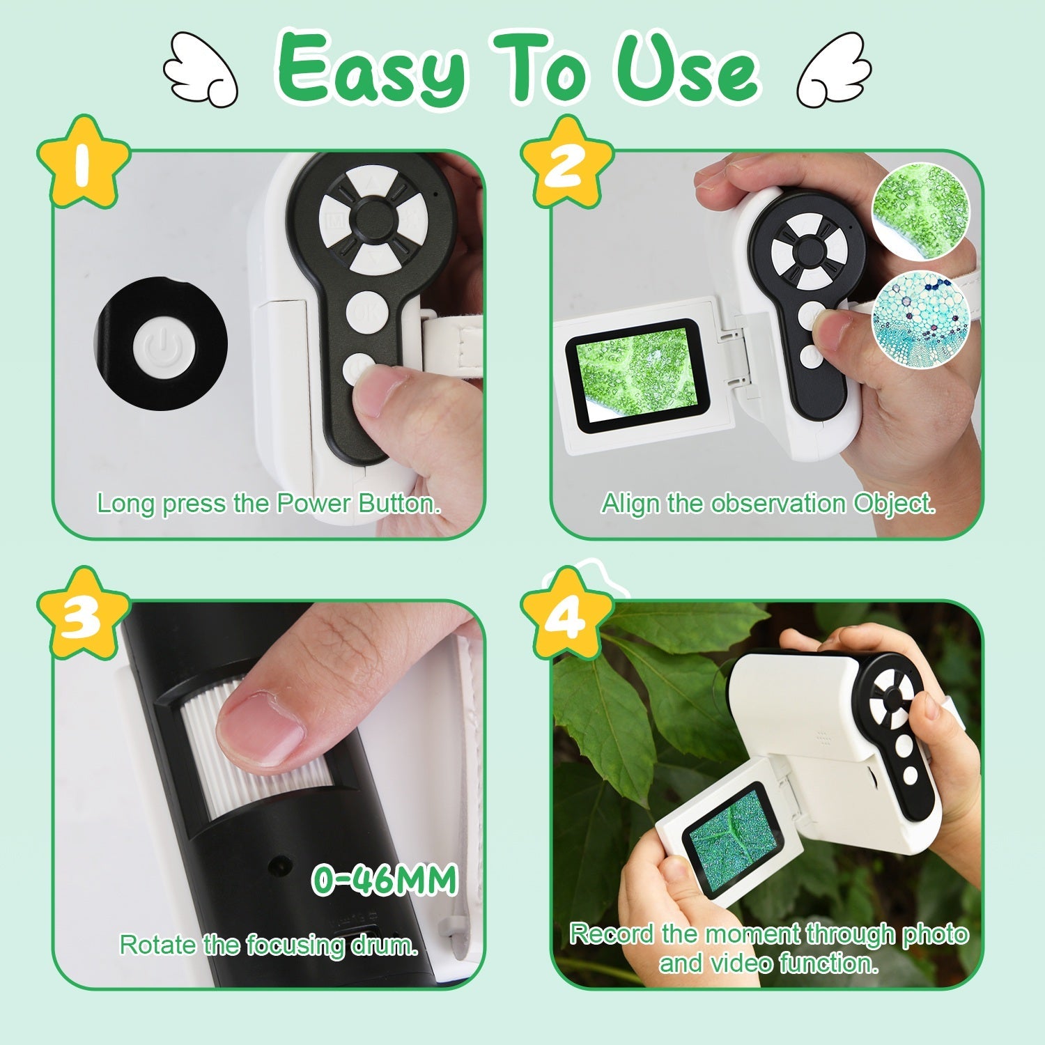 3 In 1 1000X KidsÕ Microscope Telescope Camera Handheld USB Mini Microscope with LED Light 6 Sample Slides 32G MMC Card for Boys Girls Aged 6+ Years O
