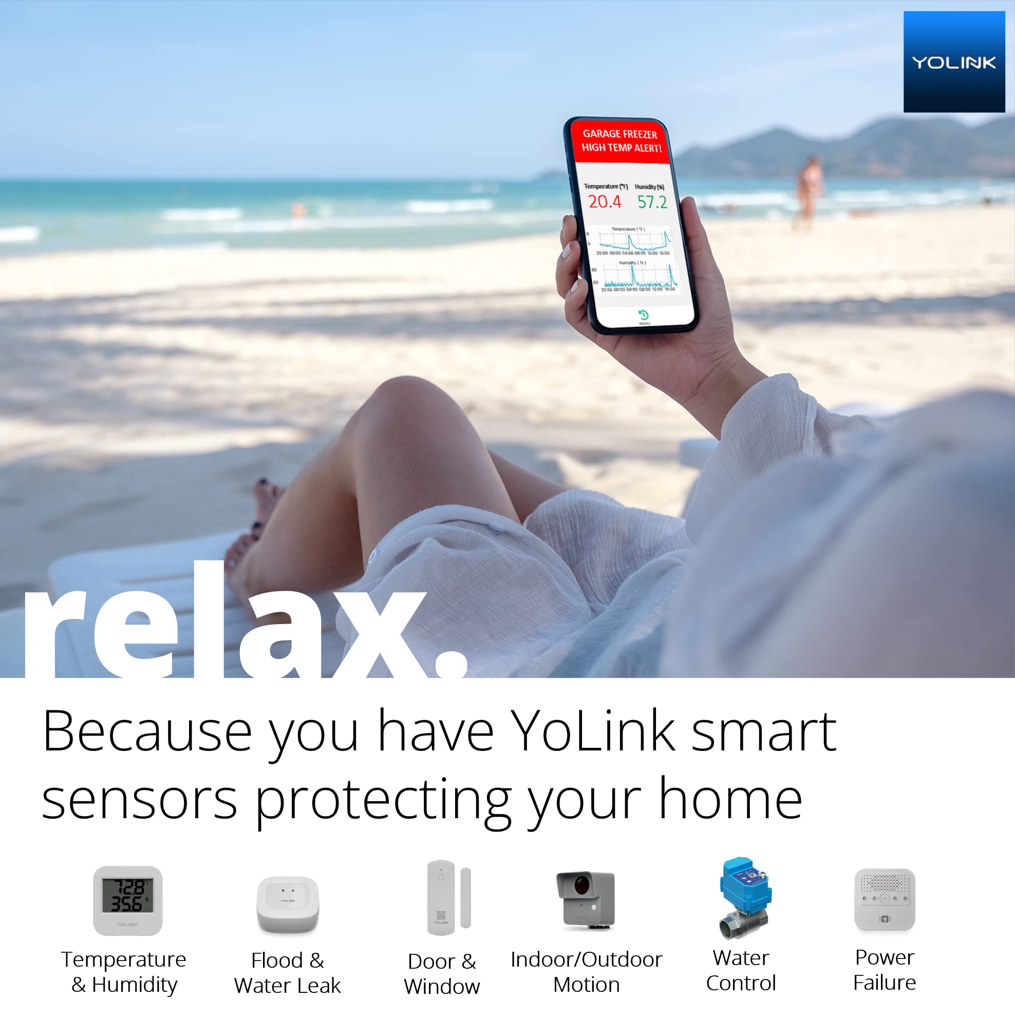 Smart Wireless Temperature/Humidity Sensor Wide Range for Freezer Fridge Monitor
