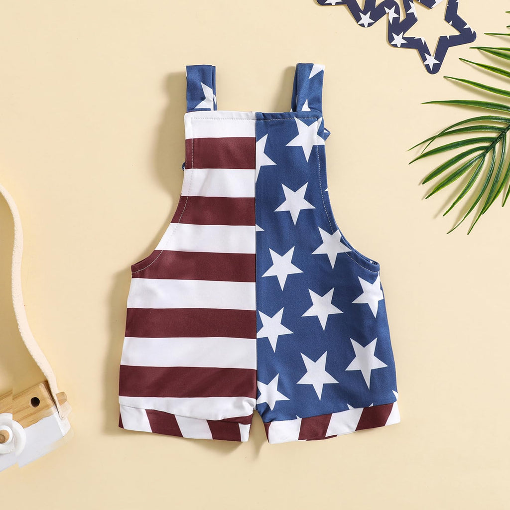 July 4th Infant Outfit Stars Stripes Romper Independence Day Overalls 6-12 Months