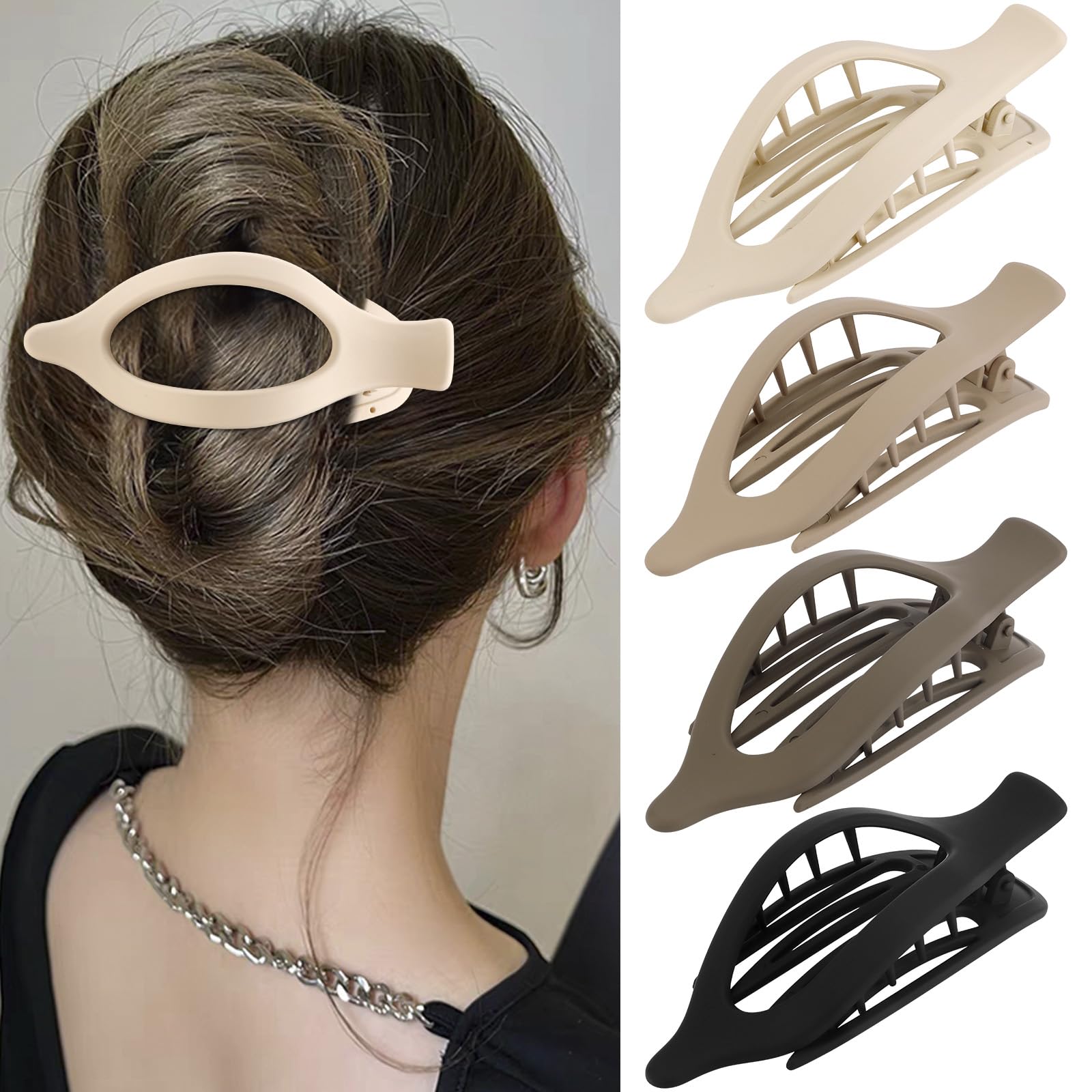 4Pcs Hair Clips Large Hair Claw Clips Matte Neutral Hair Clip Hair Accessories