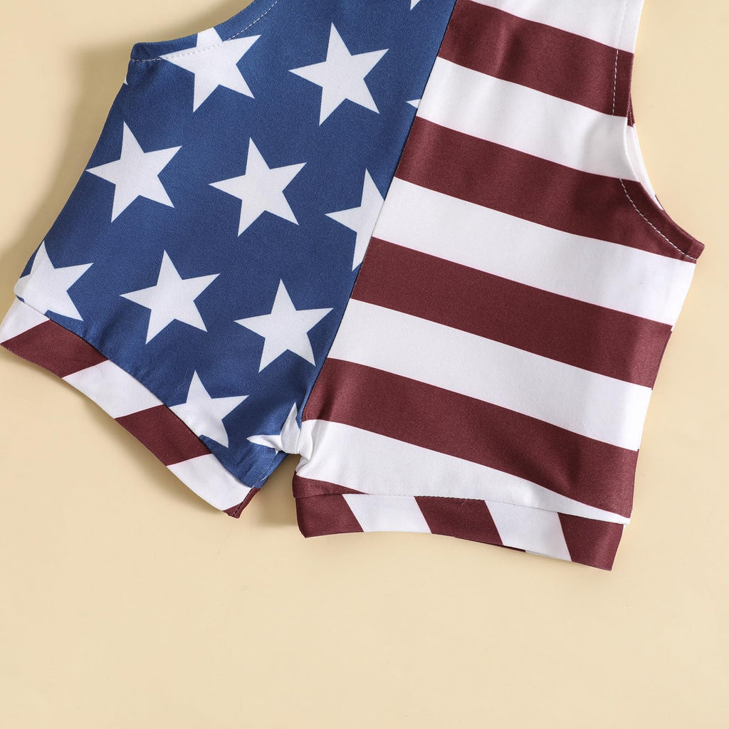 July 4th Infant Outfit Stars Stripes Romper Independence Day Overalls 6-12 Months