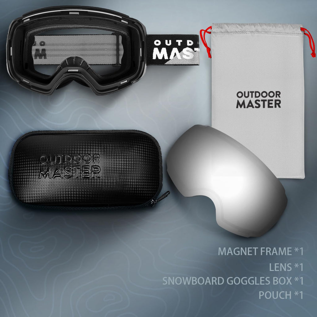 OutdoorMaster Ski Goggles PRO - Frameless, Interchangeable Lens 100% UV400
