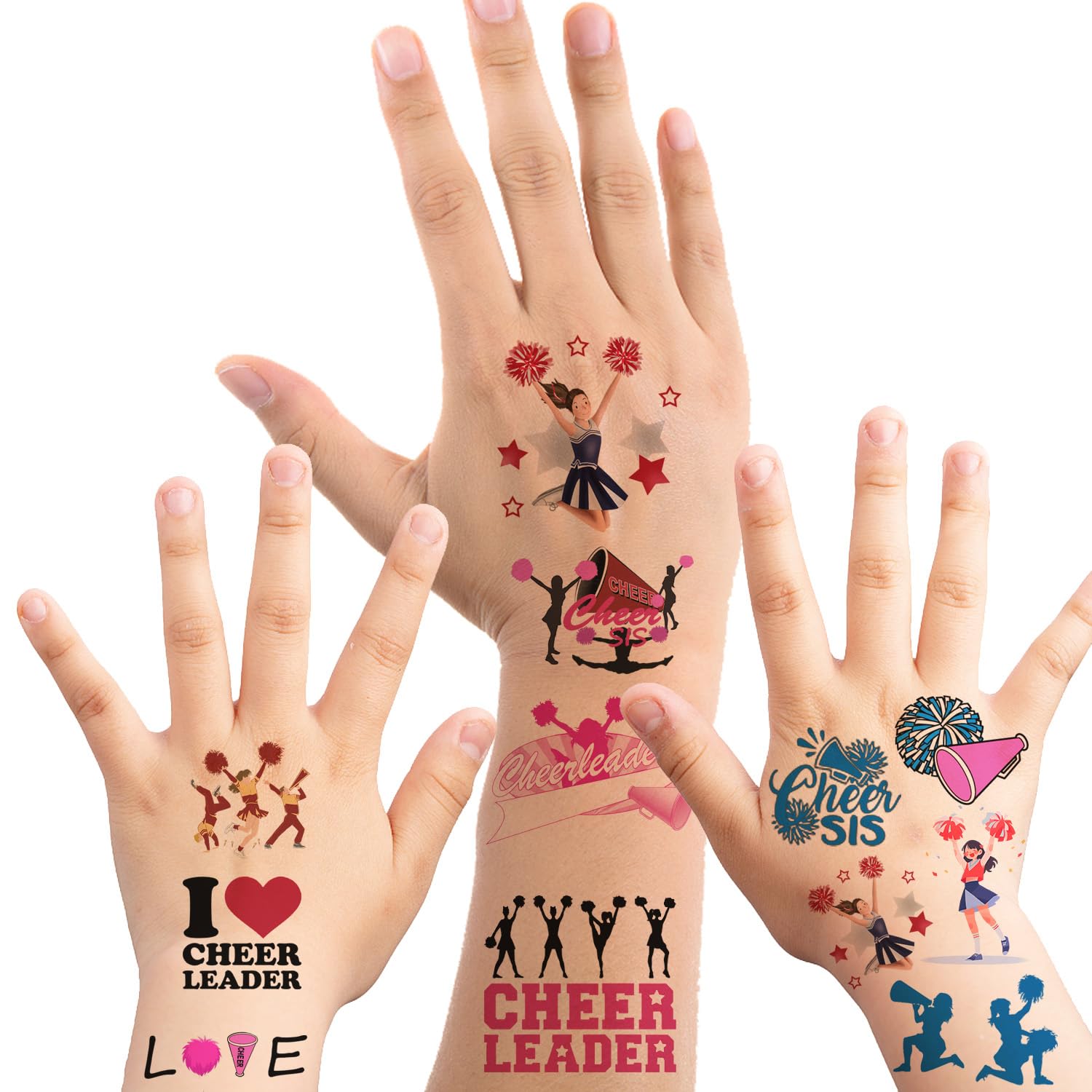 Oringaga 384 Cheerleading Temporary Tattoos for Kids - 24 Sheets