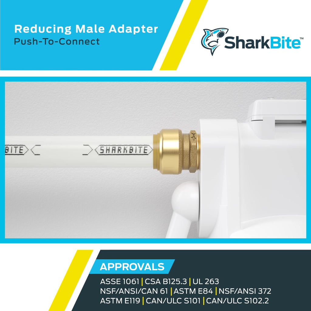 SharkBite U142LF Male 1x3/4" MNPT Adapter, 6pack, Push-to-Connect PEX CPVC PE-RT