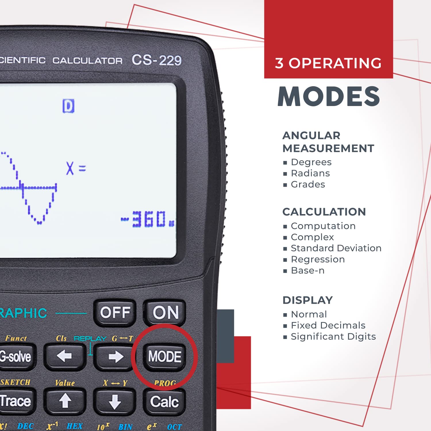 CS-229 Scientific Calculator w/ Graphics - Multiple Modes, Beginner, Advanced