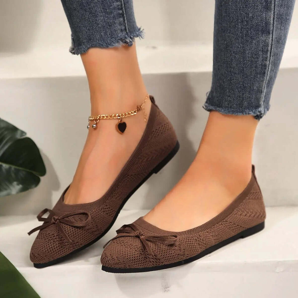 Knitted Pointed Toe Flats for Women – Fashion Slip-On Shoes