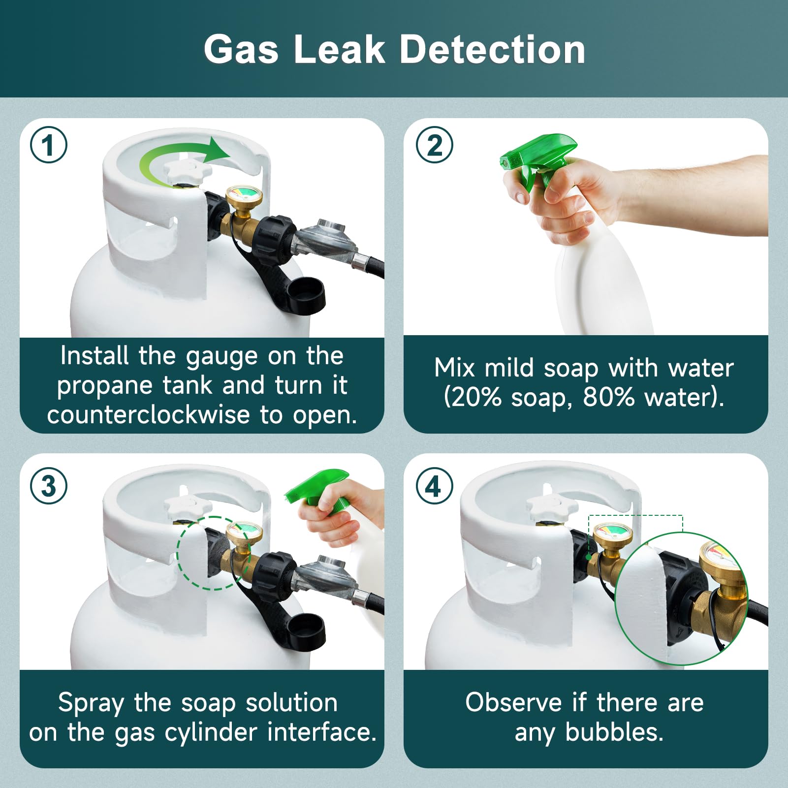 GASPRO Propane Splitter & Gauge, 2-Way for 5-20LB Tanks, Heaters, Stoves, Grills