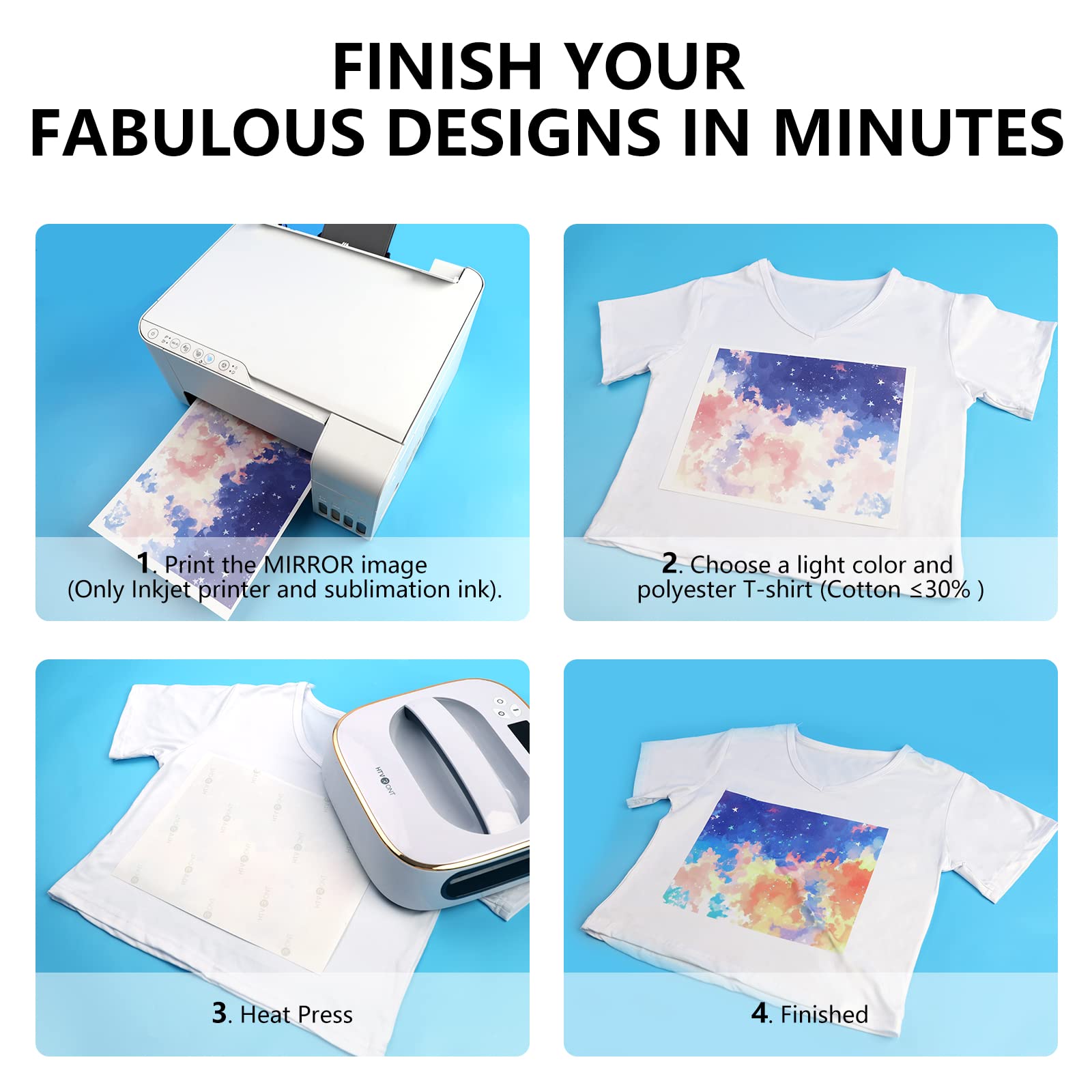 HTVRONT Sublimation Paper 11x17 Inches - 150 Sheets Excellent Ink Release