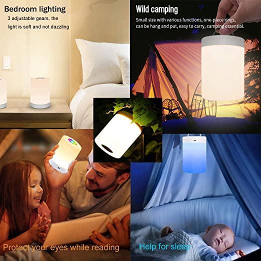 Touch Dimmable Table Lamp, Bedside Table Lamp, LED Night Light with Color Changing Portable for Living Room Bedroom
