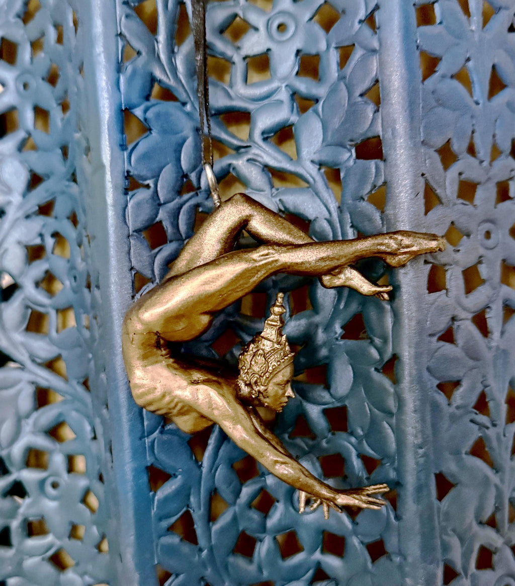 Grace in Balance, Contortionist Dancer Ornament, Hand Painted Resin | Exotic Yoga Acrobat Figurine | Thai Dancer Statue for Yoga Lovers