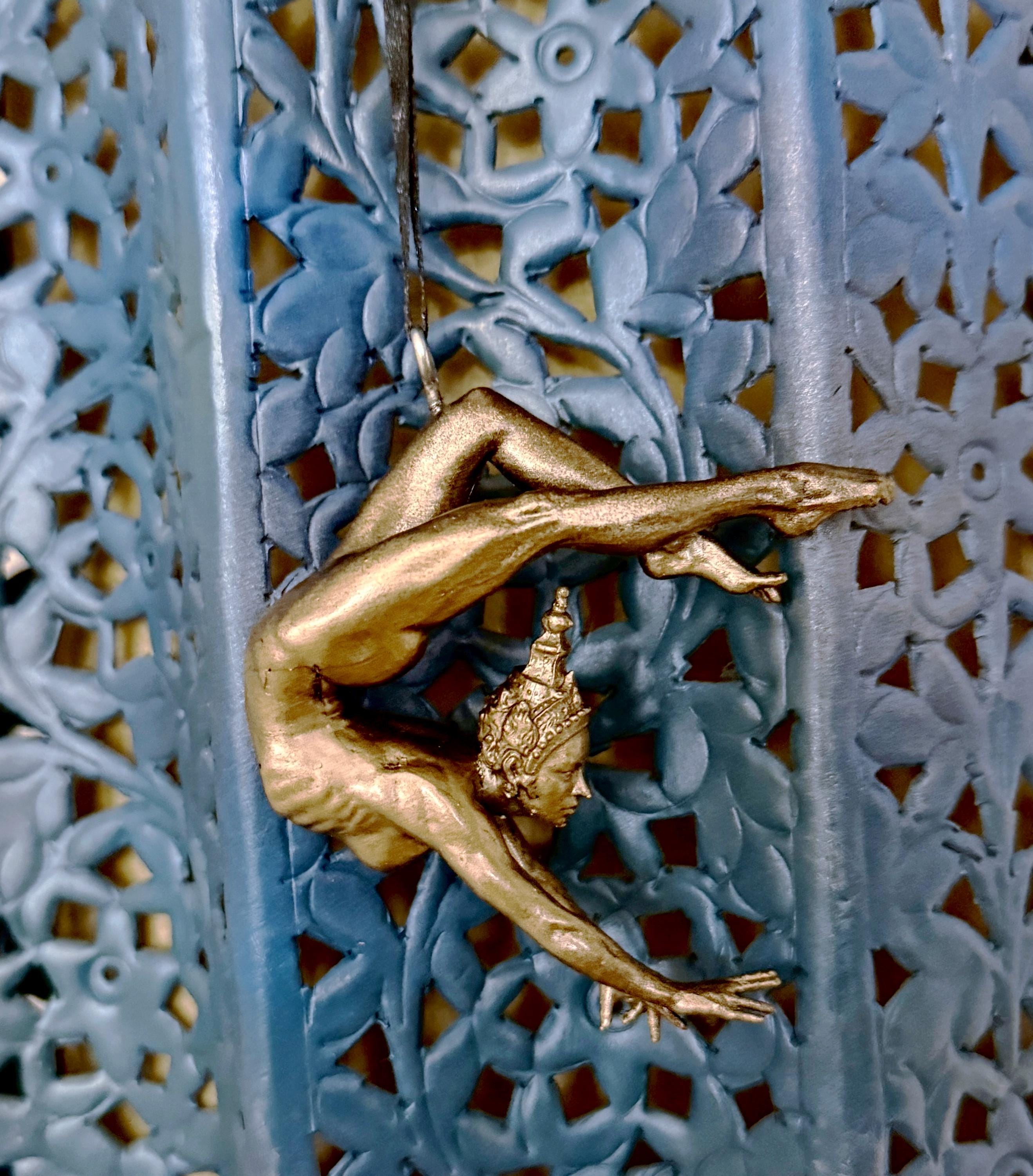 Grace in Balance, Contortionist Dancer Ornament, Hand Painted Resin | Exotic Yoga Acrobat Figurine | Thai Dancer Statue for Yoga Lovers