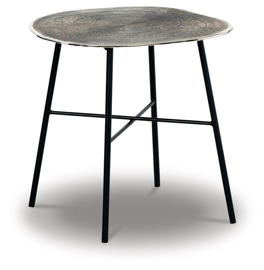 Laverford - Round End Table - Chrome / Black