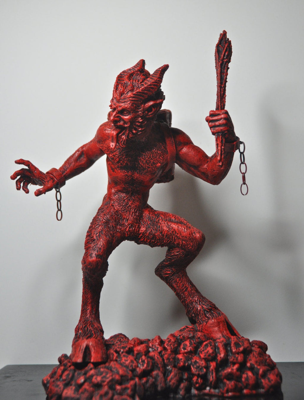 Krampus I Statue, Hand Painted Resin Sculpture, Red Finish | Mythical Creature Figurine | Unique Dark Christmas Demon, Gothic Folklore Decor