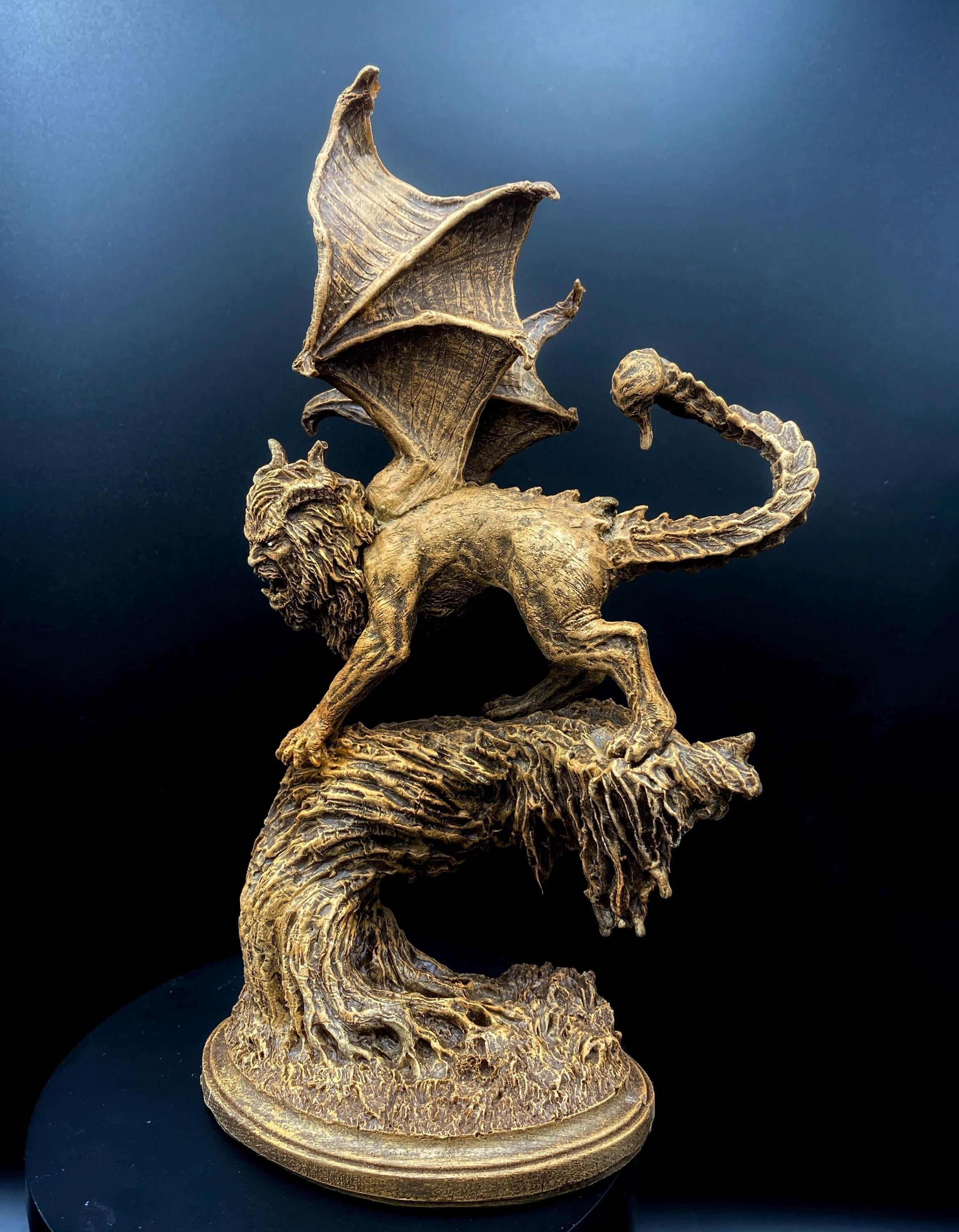 Manticore Statue, Hand Painted Resin Sculpture | Mythical Creature Figurine | Unique Legendary Manticore Monster Figurine. Fantasy Art Gift