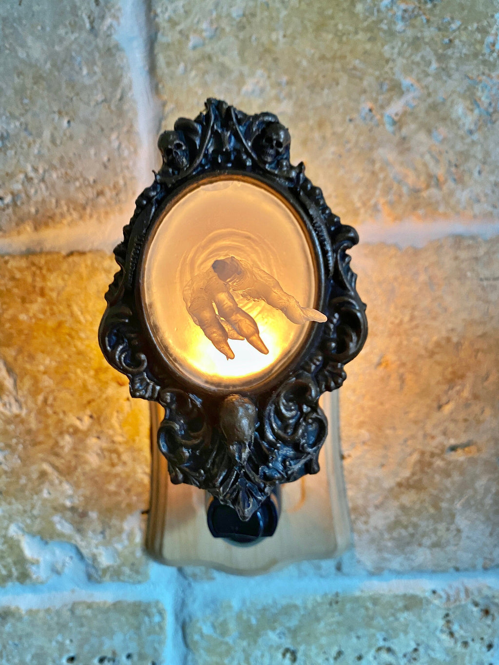Spectral Hand Nightlight, Hand Painted Resin Sculpture | Victorian Gothic Night Light |  Ghost Hand Lighting for Gothic Fantasy Home Decor