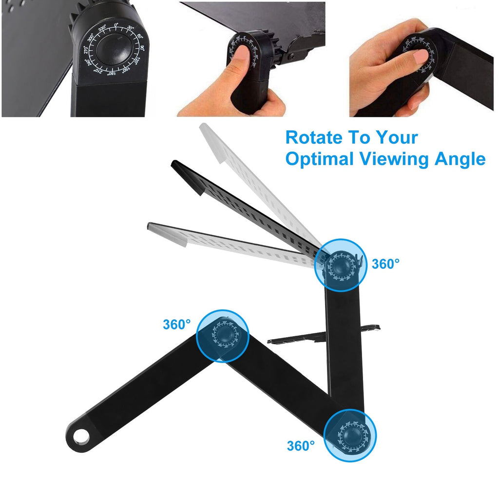 Foldable Laptop Table Bed Notebook Desk with Mouse Board Aluminum Alloy Breakfast Snacking Tray for Home Office Travel Use