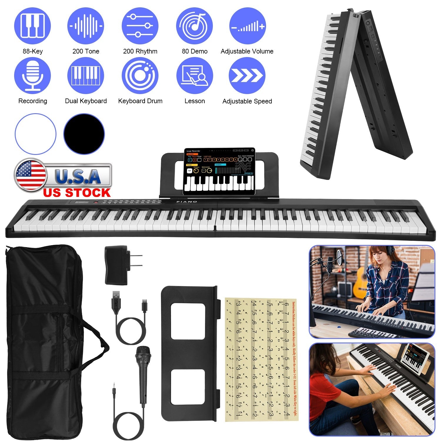 GBruno 88 Keys Foldable Full Size Keyboard