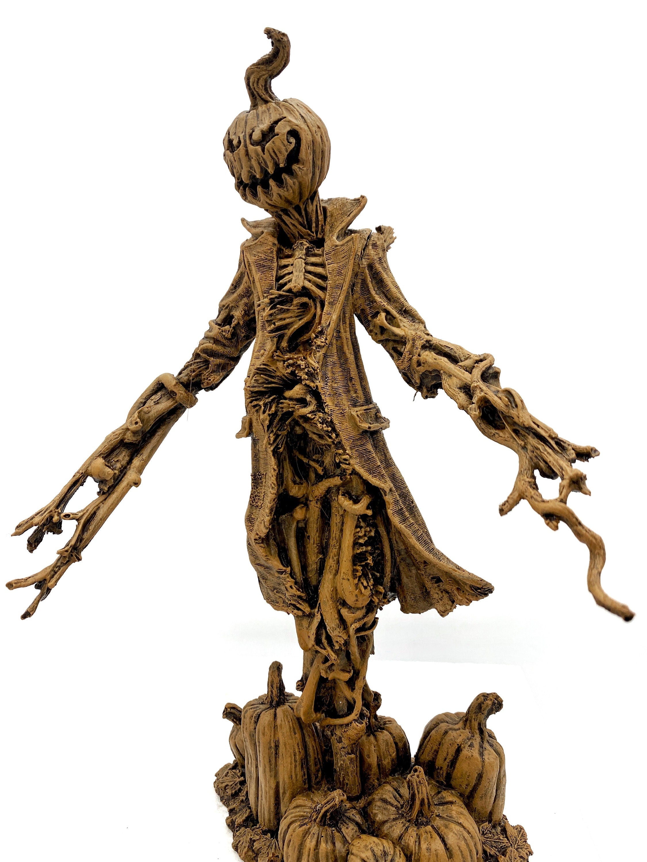 Scarecrow Statue, Hand Painted Resin Sculpture | Gothic Halloween Nightmare Creature Figurine | Dark Folklore Art for Spooky Home Decor