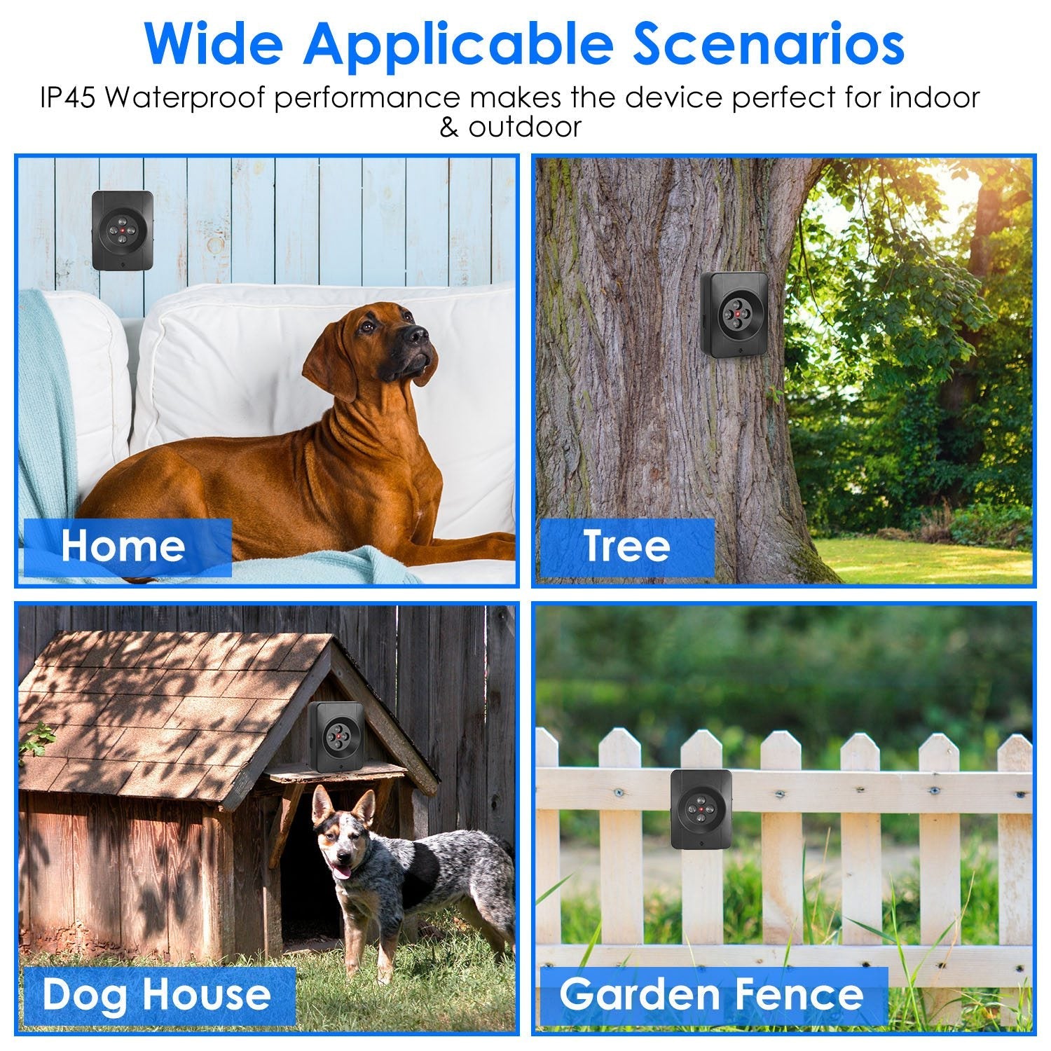 Ultrasonic Anti-barking Device Indoor Outdoor Dog Bark Control with 3 Frequency Levels Max 32.8Feet Sensing Distance for Most Dog Sizes