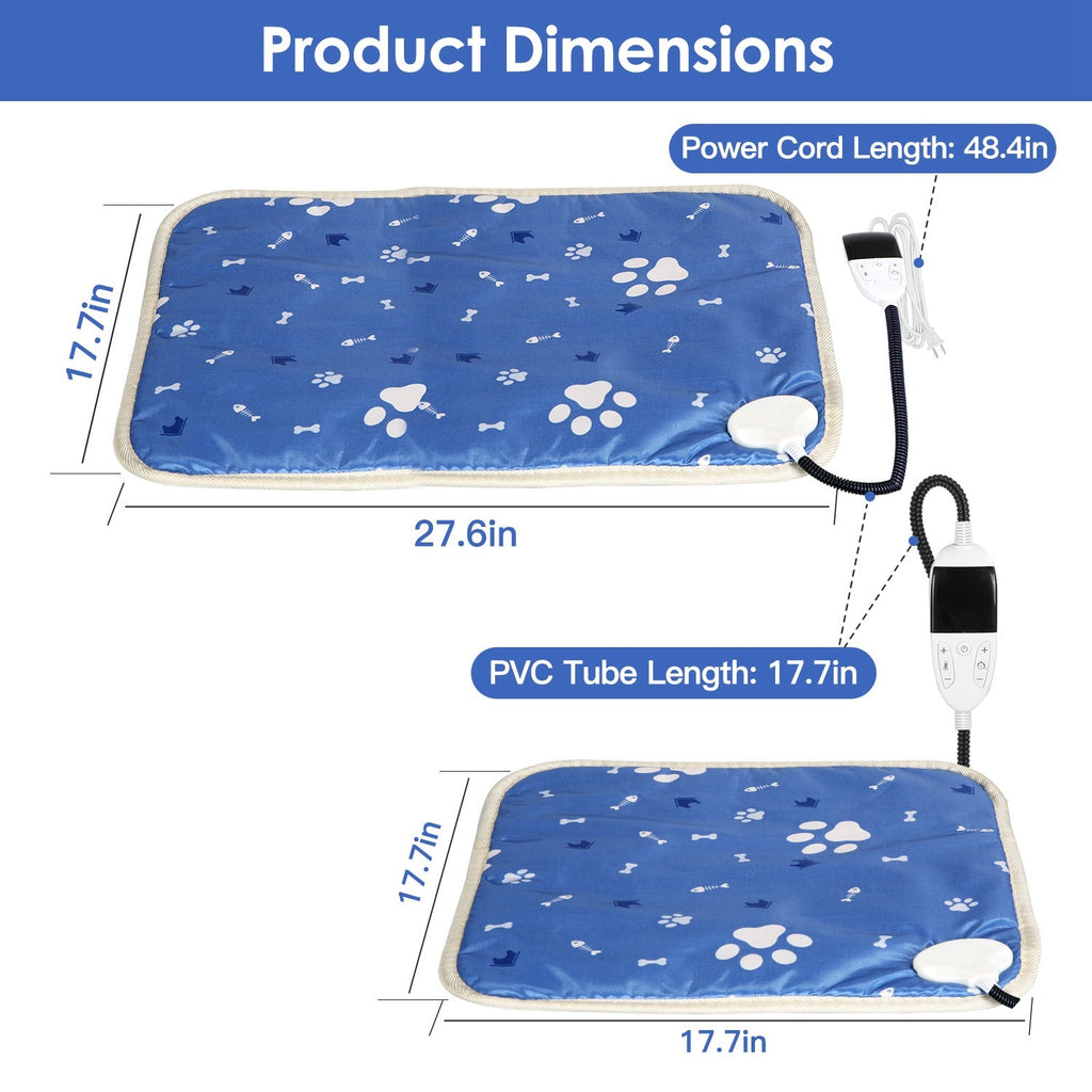 Electric Pet Heating Pad – Waterproof, Adjustable Temp & Timer