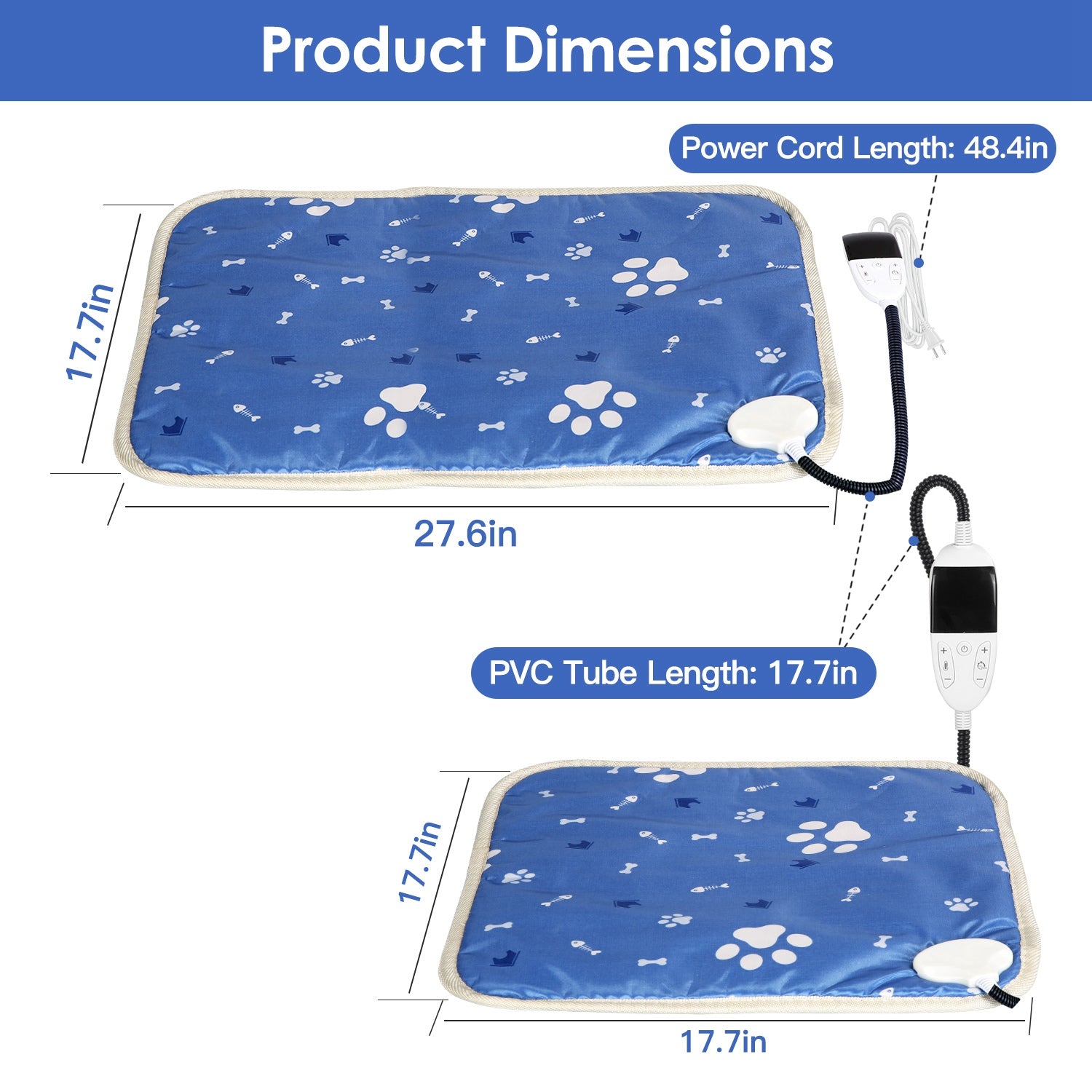 Electric Pet Heating Pad – Waterproof, Adjustable Temp & Timer