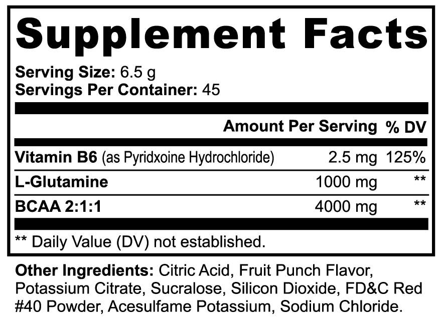 BCAA Shock Powder (Fruit Punch) Made in the USA