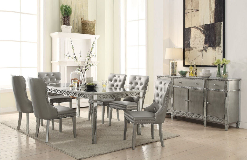 Kacela - Side Chair (Set of 2) - Champagne Synthetic Leather & Champagne