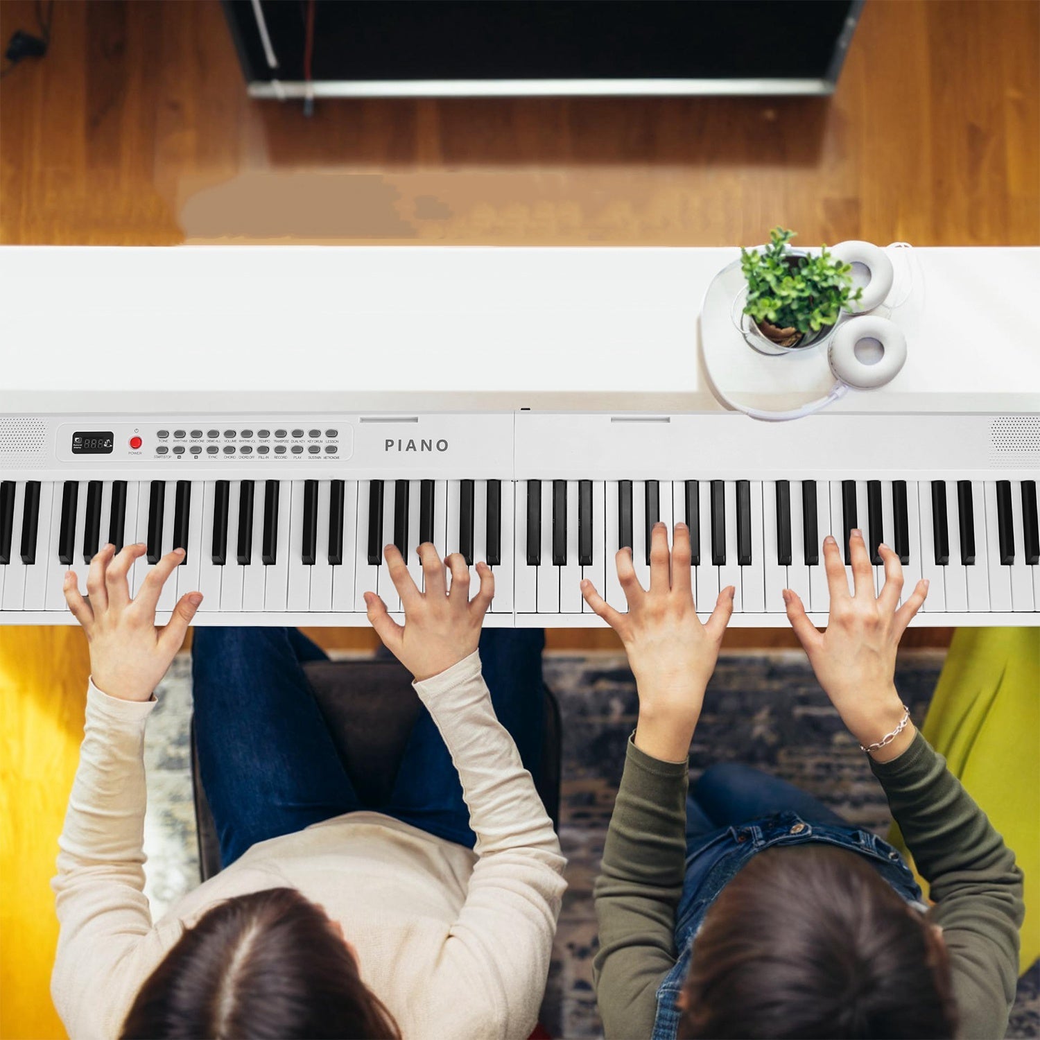 Folding Piano Keyboard 88 Keys Rechargeable Full Size Semi Weighted Piano Digital ElectronicÊPiano with LCD Screen Carry Bag Mic Sheet Music Stand Sti