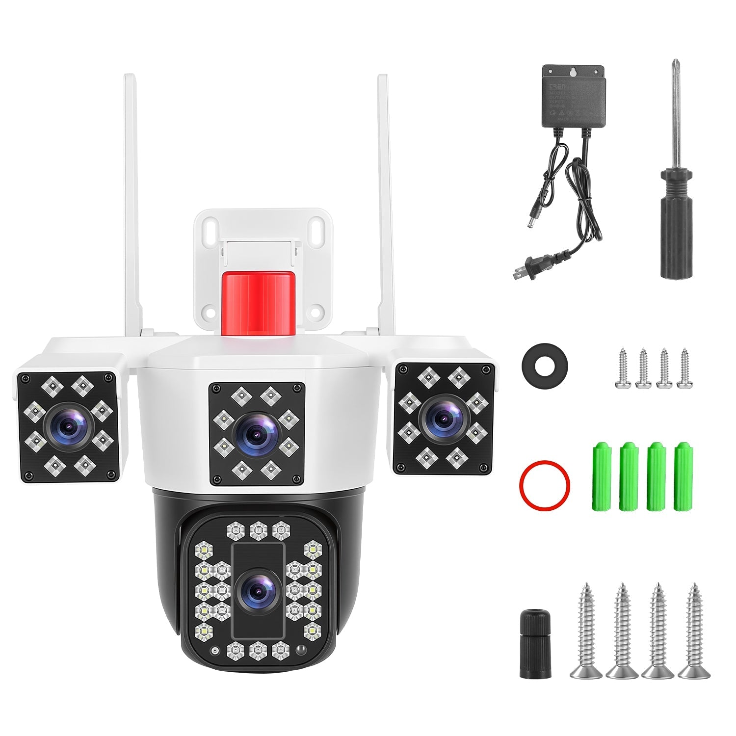 1080P HD 4-Lens Security Camera 360° View WiFi Pan & Tilt Surveillance Camera With Full Color Night Vision Auto Motion Tracking 2-Way Audio Spotlights