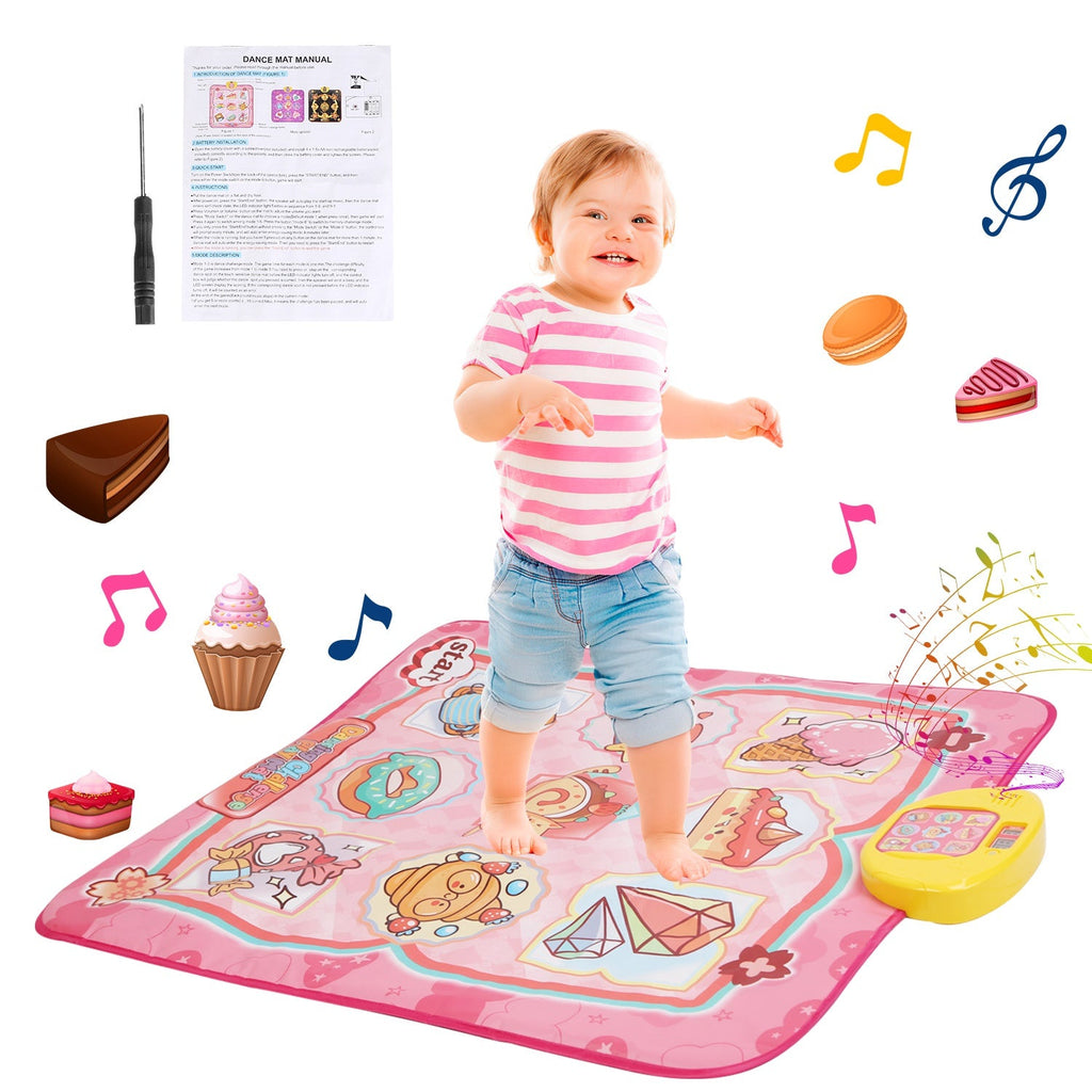 Cake Dance Mat for Kids Electronic Music Dance Pad with 6 Modes Built-in Music Adjustable Volume Optimal Gift for Boys Girls Aged 3+ Years Old