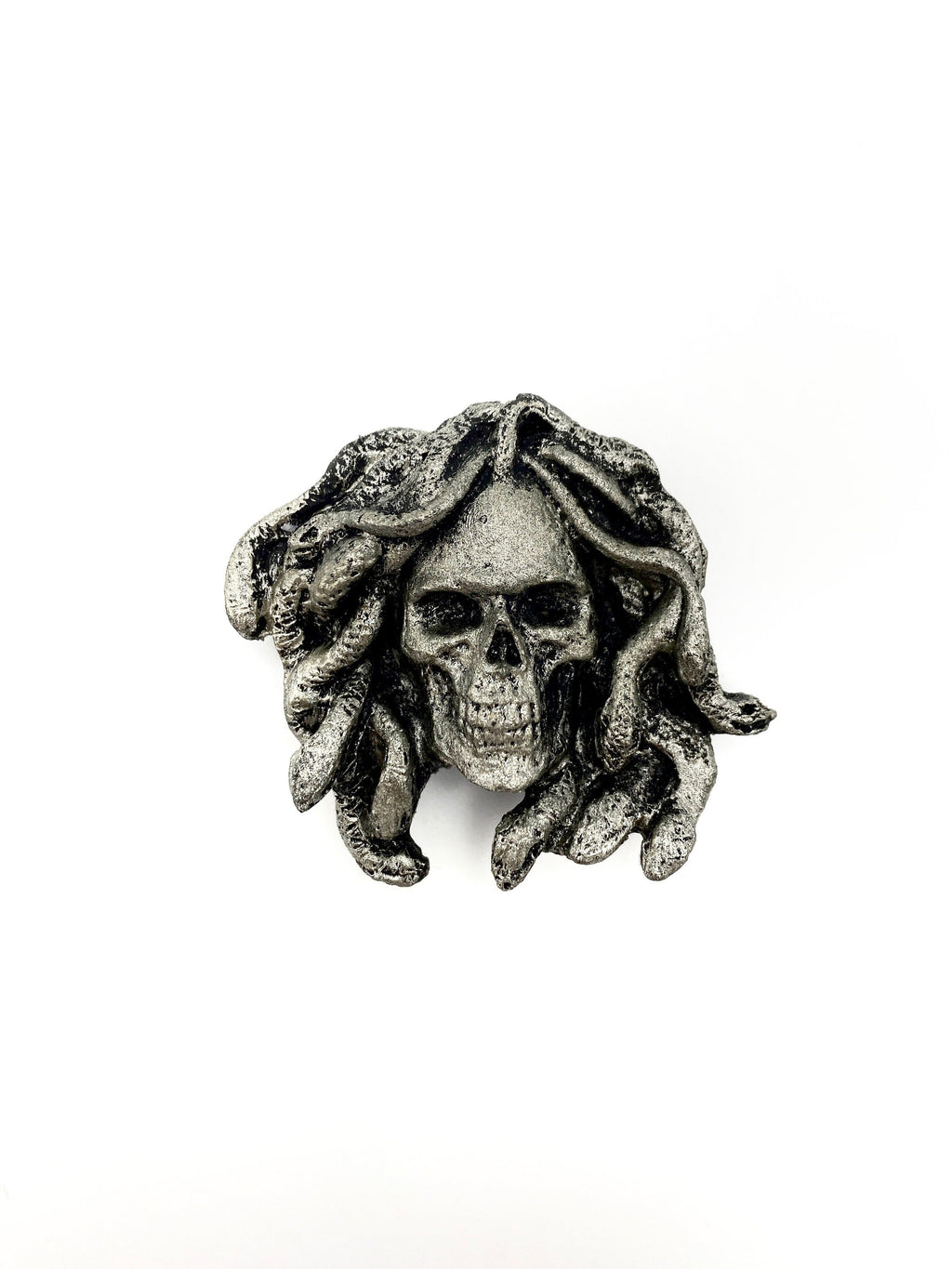 Medusa Skull Magnet, Hand Painted Resin Sculpture | Mythic Fantasy Decor | Medusa Skull Magnet for Fantasy and Gothic Decor