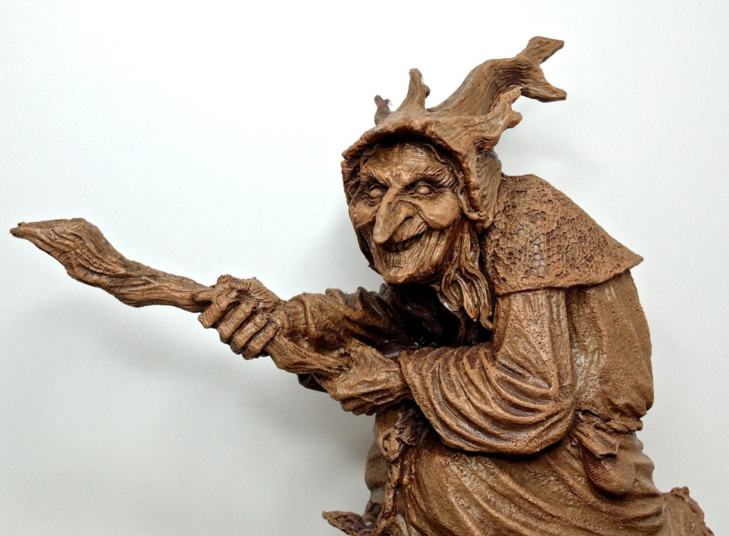 La Befana the Witch Statue, Hand Painted Resin Sculpture | Rustic Folklore Crone Figurine | Spooky Home Decor for Halloween Dark Christmas