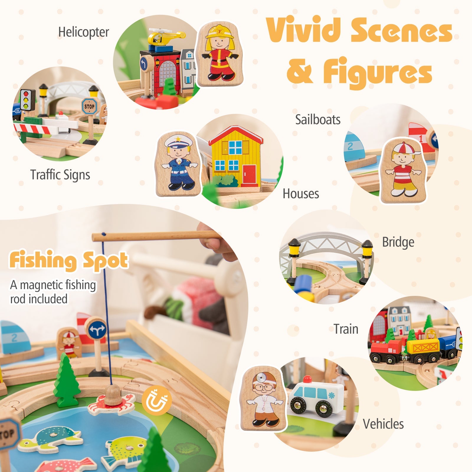 78 Pieces Activity Railway Playset for Kids Aged 3+