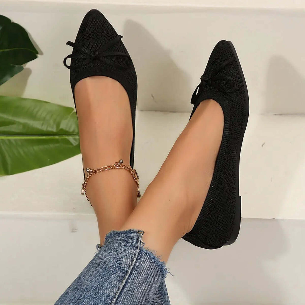 Knitted Pointed Toe Flats for Women – Fashion Slip-On Shoes