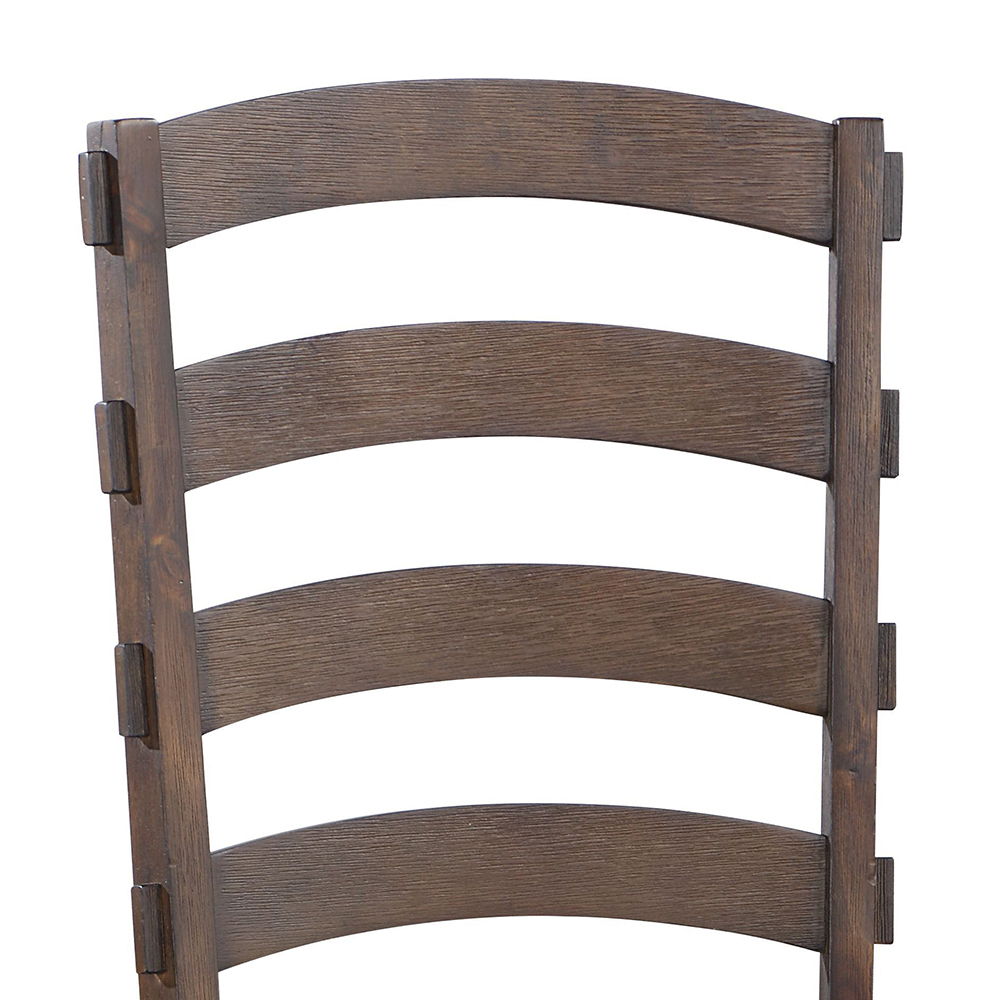 Pascaline - Side Chair (Set of 2) - Gray Fabric, Rustic Brown & Oak