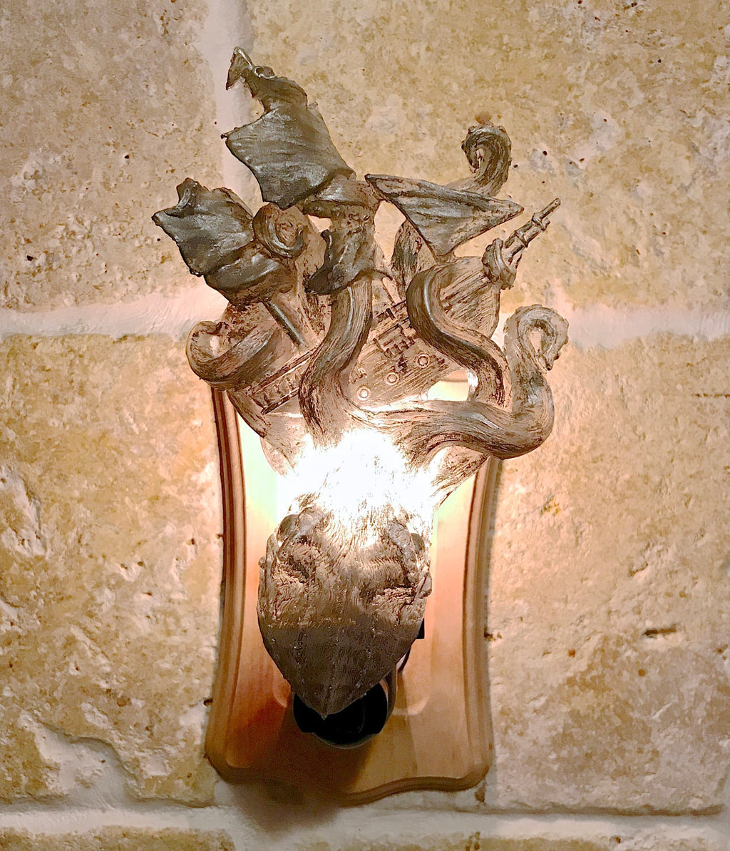Kraken Nightlight, Hand Painted Resin Sculpture | Nautical Fantasy Night Light |  Octopus Sea Monster Light for Gothic Fantasy Home Decor