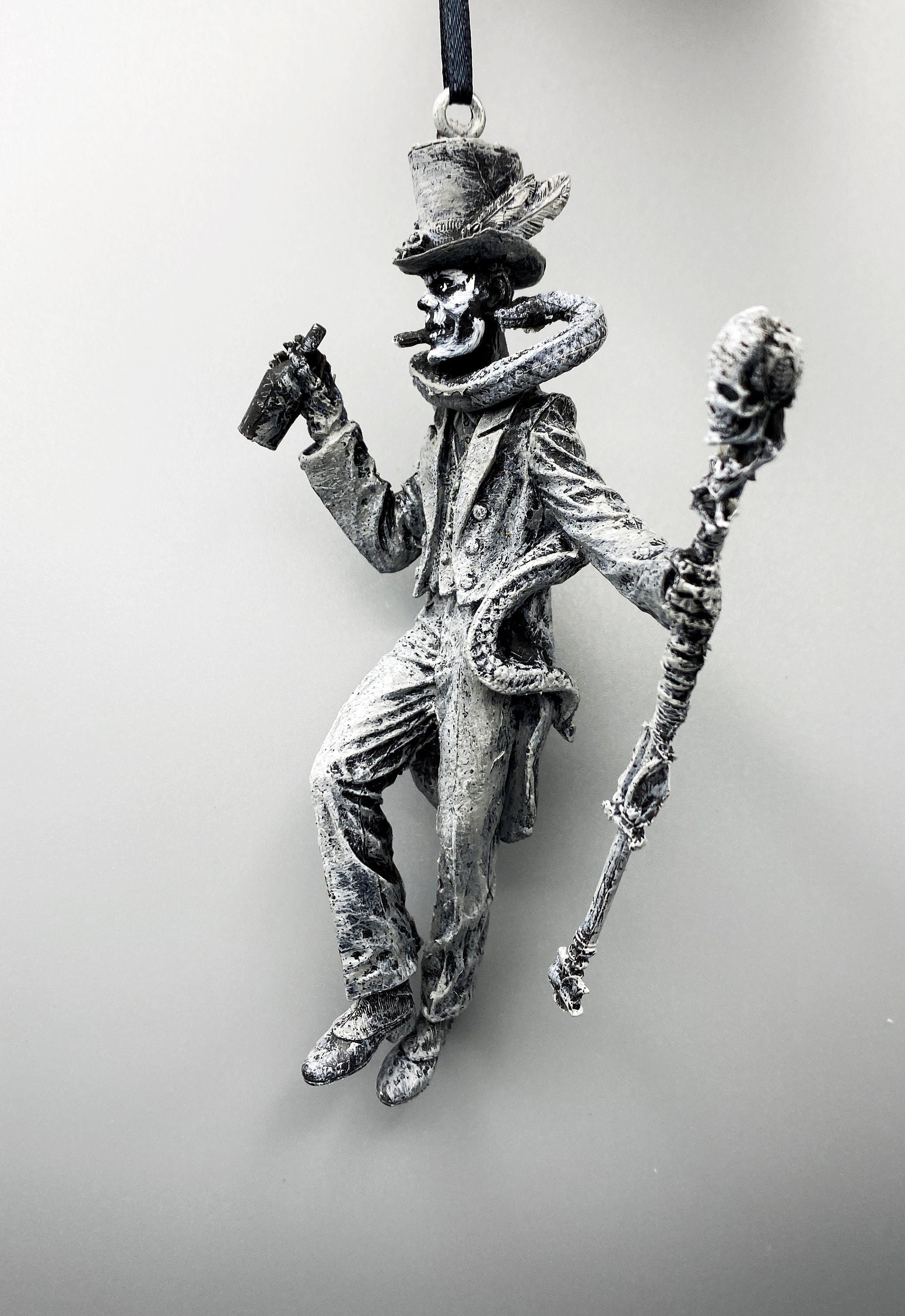 Baron Samedi, Voodoo Loa of Death Ornament, Hand Painted Resin | Legendary Voodoo Figurine | Gothic Ornament for Witchy Holiday Decor