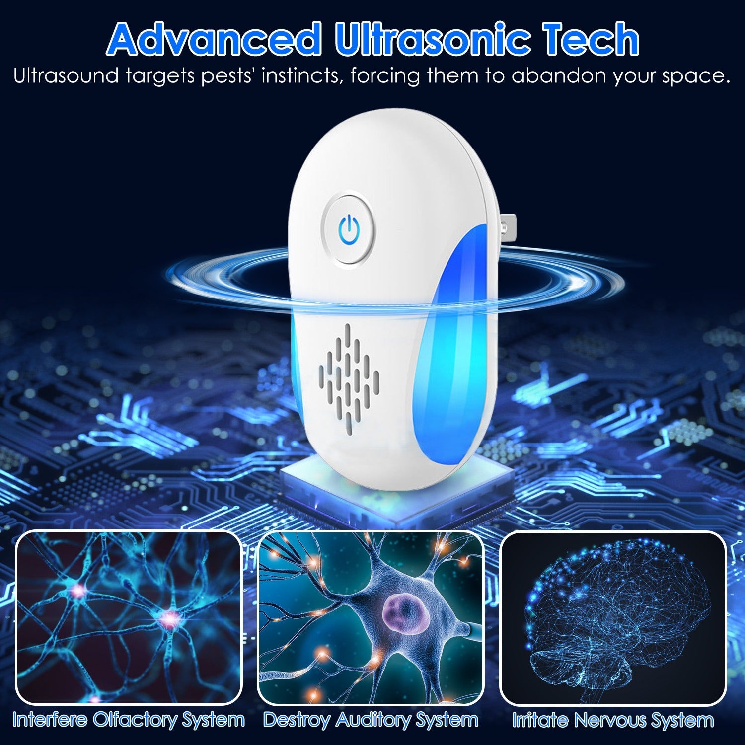 6 Packs Ultrasonic Pest Repellers Electric Plug-In Indoor Pest Control Mouse Repellent Chaser Deterrent Rodent Chaser with 2 Modes for Home Kitchen Of
