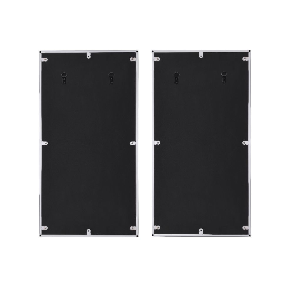 Chafik - Accent Mirror (Set of 2) - Mirrored, Natural Oak & Chrome