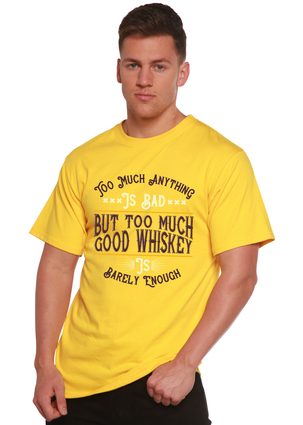 But Too Much Good Whiskey Men's Bamboo Viscose/Organic Cotton Short Sleeve Graphic T-Shirt
