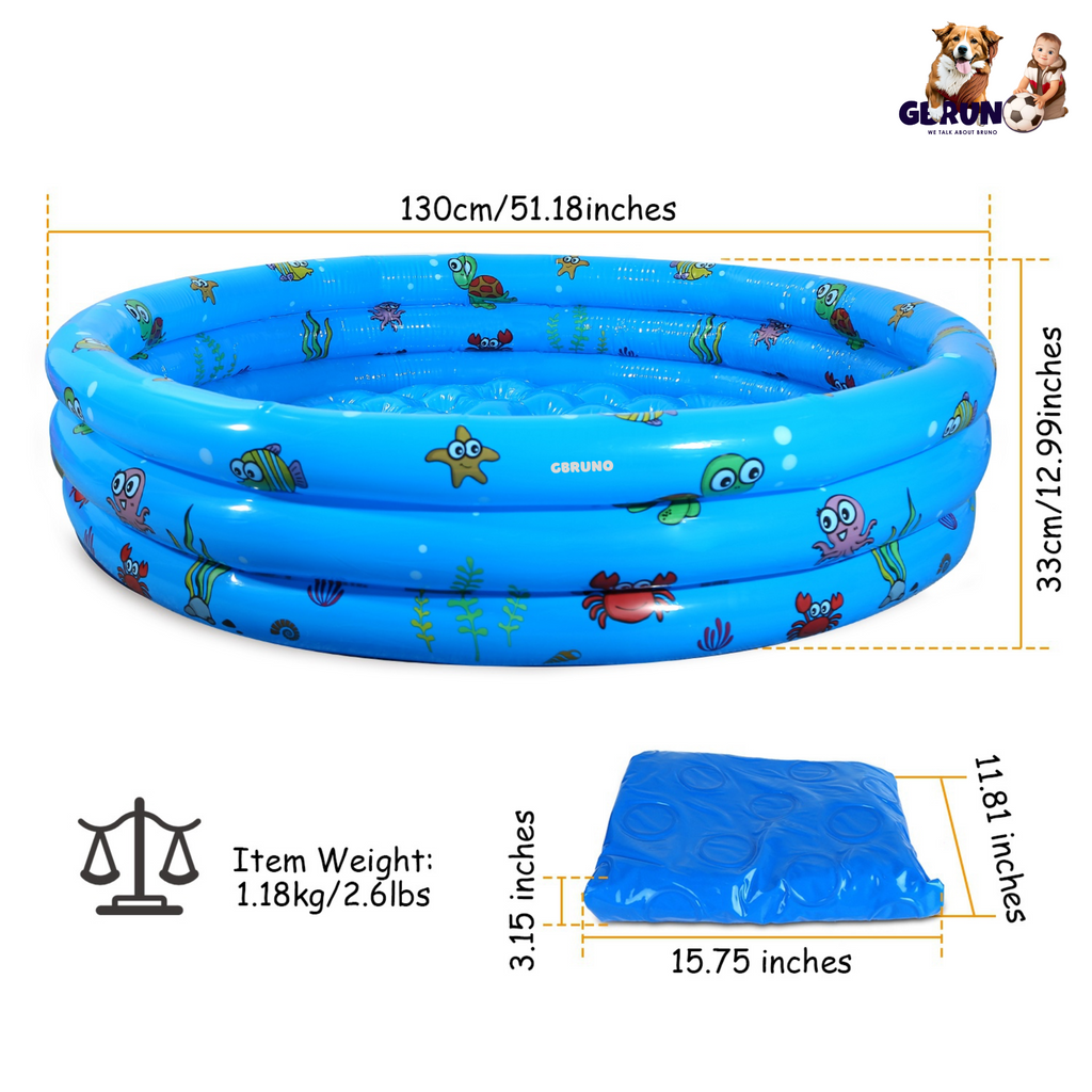 51x13Ó Inflatable Swimming Pool Blow Up Family Pool For 3 Kids Foldable Swim Ball Pool Center w/ 4 Valves Bottom Water Drain Plug For Indoor Backyard