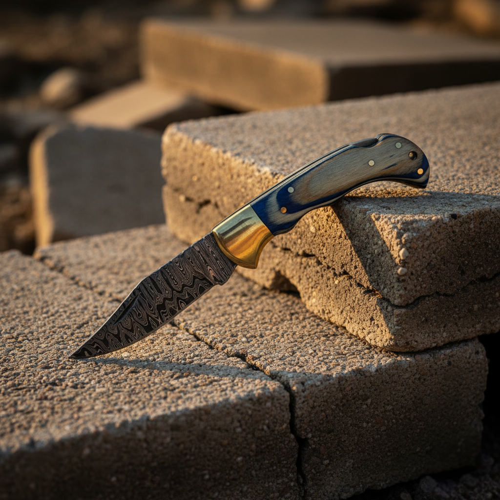 Ocean Wave Damascus Folding Knife - TF-086