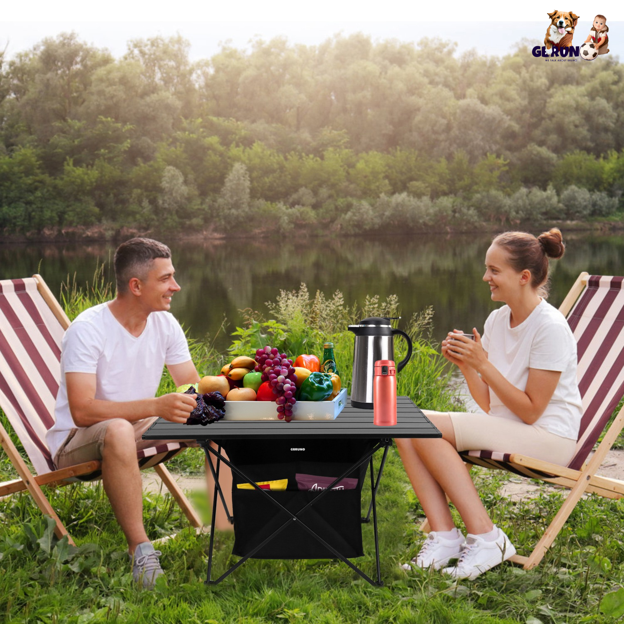 Foldable Camping Table With Storage Basket Rustproof Portable Aluminum Alloy Roll-Up Camping Table With Carrying Bag For Camping Hiking BBQ Picnic Fis