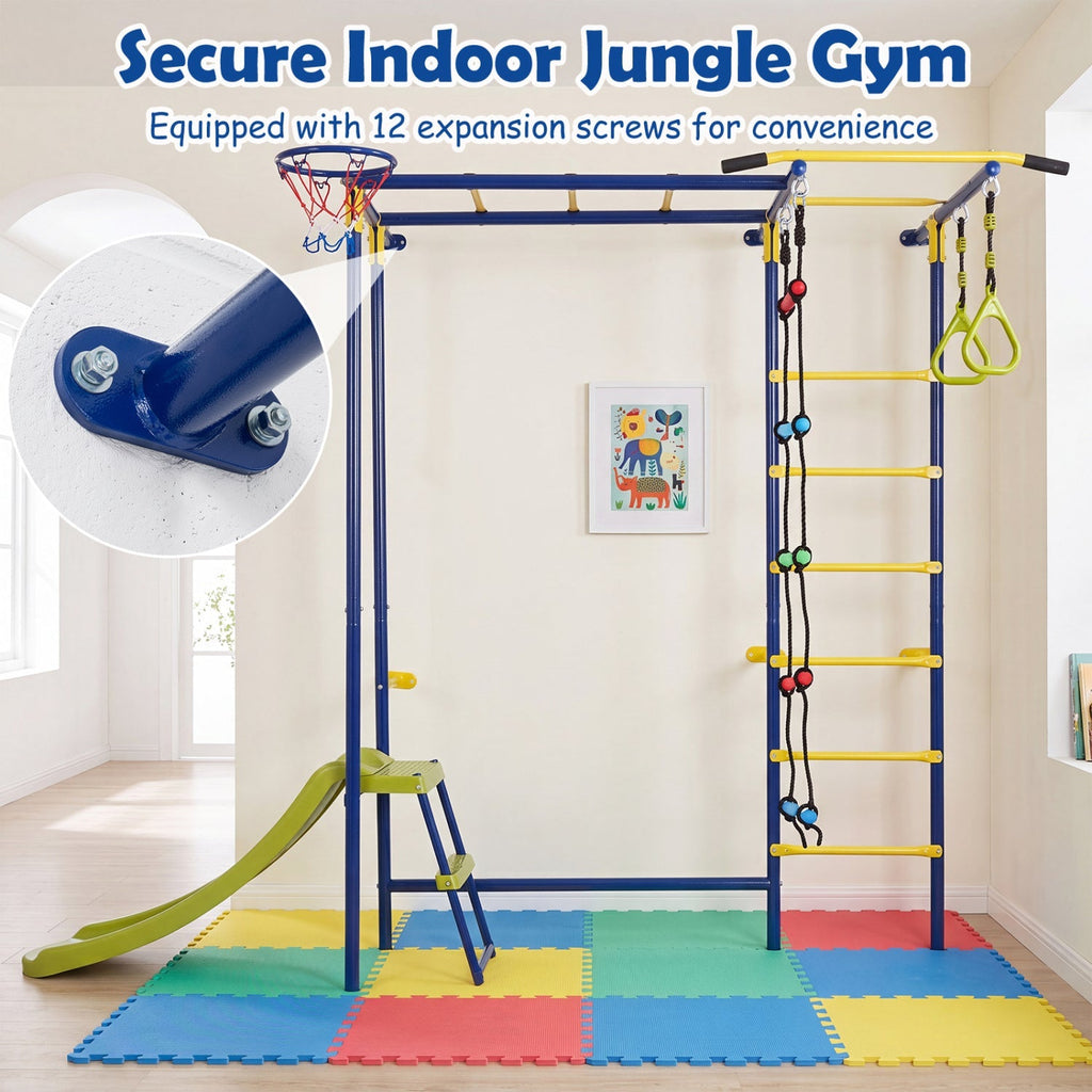 7-in-1 Indoor Jungle Gym for Toddlers with Slide & Rings