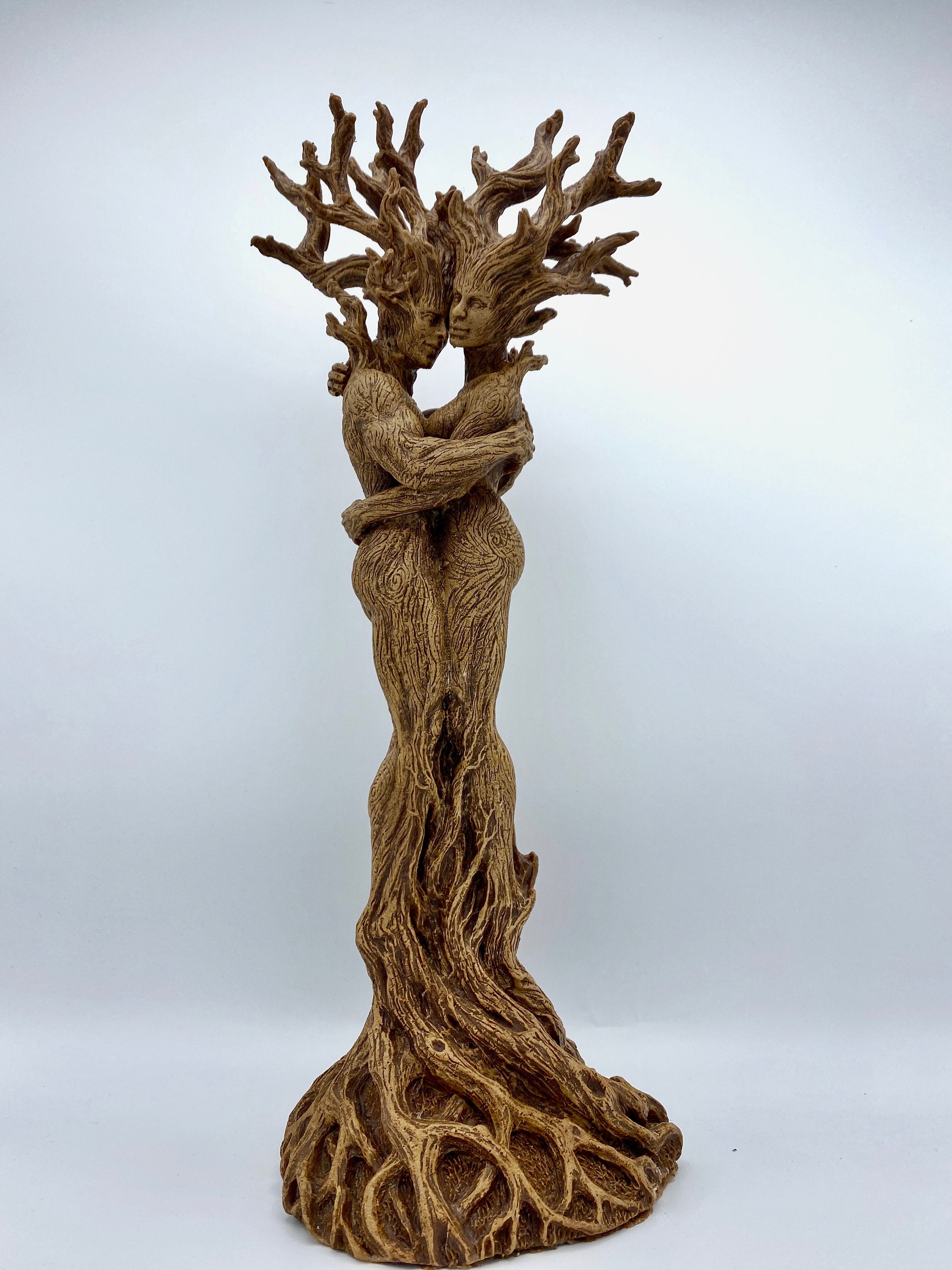 Amor Silvanus: Embracing Dryads Statue | Mythical Forest Creature Figurine | Woodland Tree Spirit Couple, Fantasy Art Home Decor